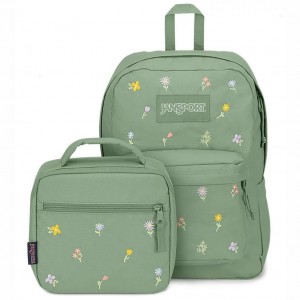 JanSport EMBROIDERED BLOSSOM BUNDLE Laptop Rugzak Rugzakken Groen | NLZDE14210