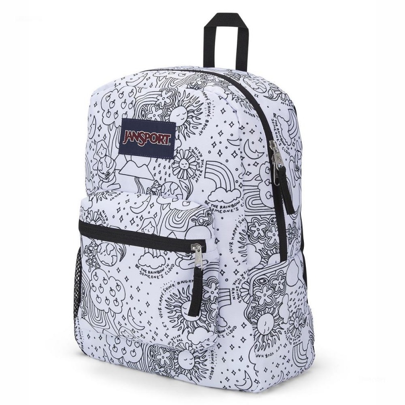 JanSport CROSS TOWN Schoolrugzakken Rugzakken Wit Zwart | NLXMI15346