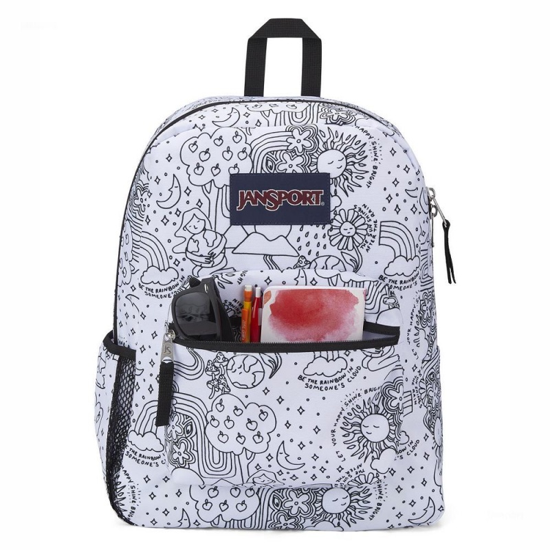 JanSport CROSS TOWN Schoolrugzakken Rugzakken Wit Zwart | NLXMI15346