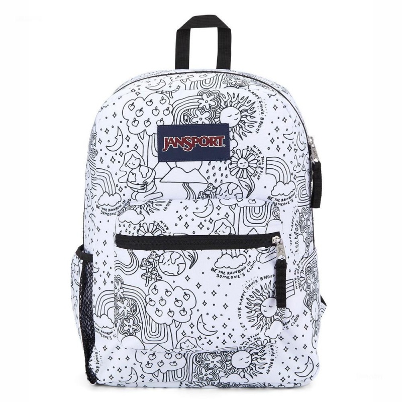 JanSport CROSS TOWN Schoolrugzakken Rugzakken Wit Zwart | NLXMI15346