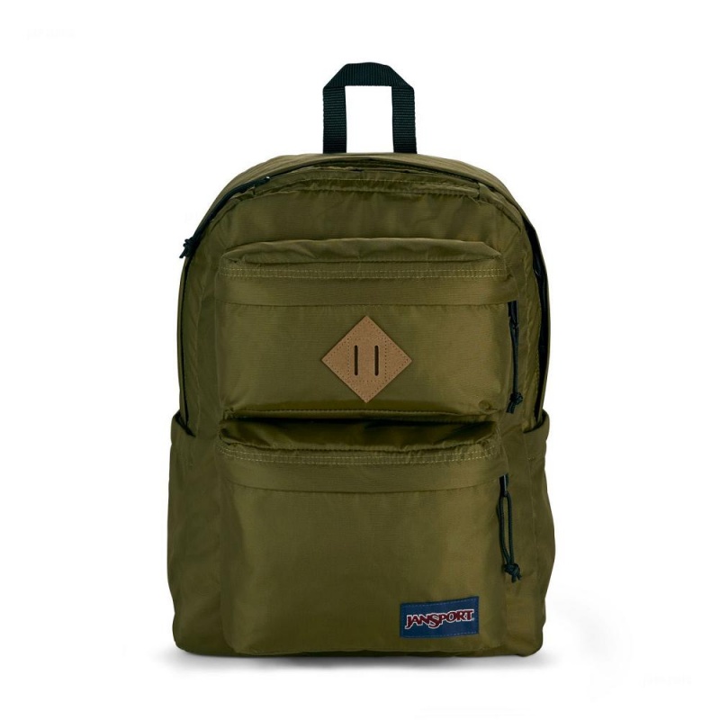 JanSport Double Break Laptop Rugzak Rugzakken Olijfgroen | ANLDF80759